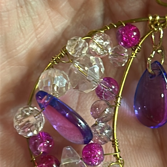 Wire-wrapped Beaded  Sun/Moon Pendant - Picture 4 of 9